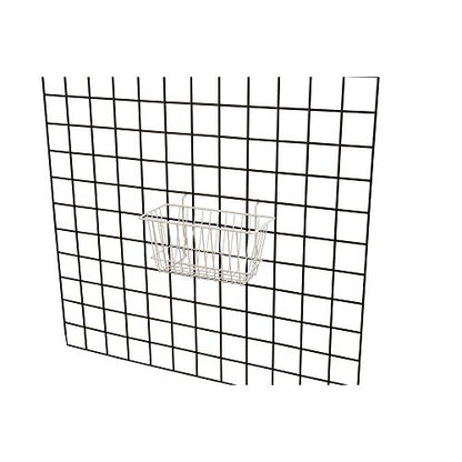 Econoco - White Multi-Fit Narrow Wire Basket for Slatwall, Pegboard or Gridwall (Set of 6) Metal Semi-Gloss Basket, White - color: White Finish