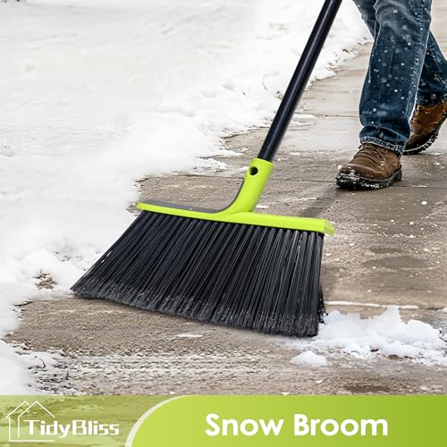 TidyBliss 4 Packs Outdoor Broom Heavy Duty with 56” Long Handle (Green)