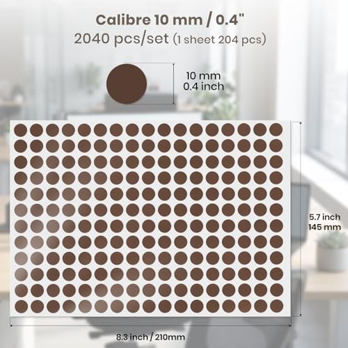 2040 Pcs Dot Stickers 0.4" Color Coding Labels, Brown - color: Brown