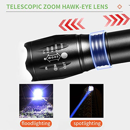 LED 395nm UV Flashlight Rechargeable, 2 in 1 UV Blacklight and White Lights - color: White