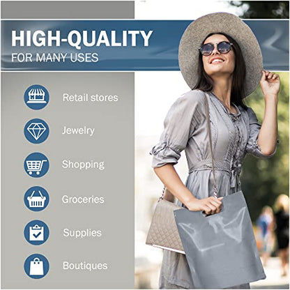 12x15 Silver Plastic Bags, Medium, Glossy Finish, 2 Mil Thick, 100 Pack
