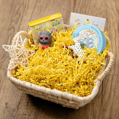Mefleet 1 LB Crinkle Paper Filler Yellow Shredded Paper for Gift Box Basket - color: Yellow