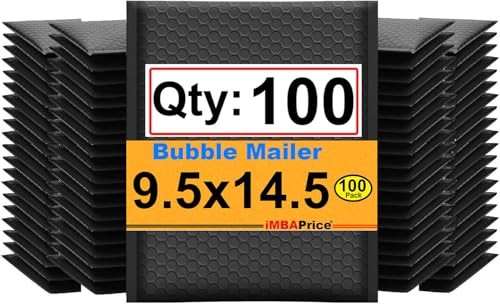 iMBAPrice 9.5x14.5 Inch Black Poly Bubble Mailers, 100-Pack - color: Black Poly Bubble, size: 9.5"x14.5" Poly (100 Envelopes) Value Pack