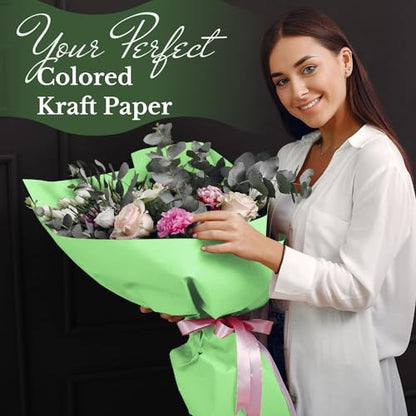 Paclord Flower Wrapping Paper, 12" x 1200" (100 ft), 45 lbs Thickness - color: Light Green, style: 12"W x 1200"L