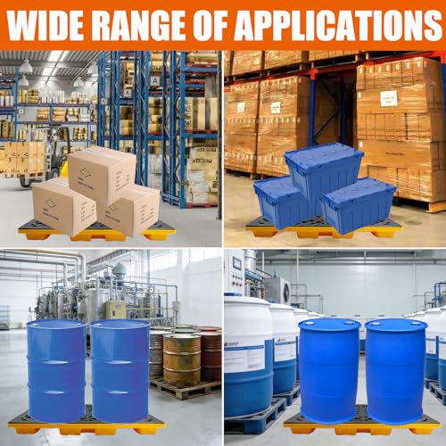 2-Drum Modular Spill Pallet, Stackable Leakproof Containment Tray