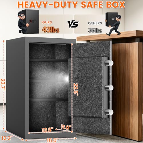 5.0Cub Large Fireproof Safe, 35Min Real Fire Protection, 23.7"Tall Safe Box - size: 5.0 Cub-35MINS