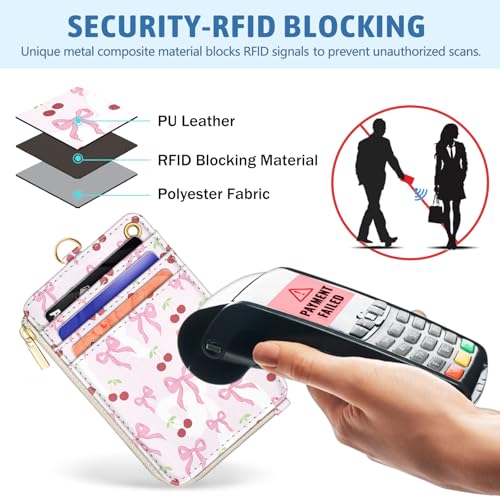 Piefly Cute Bow Lanyard Wallet with ID Badge Holder, Small RFID Keychain - color: Cute Bow