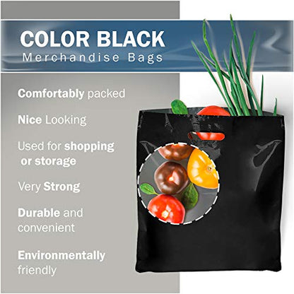 22x22 Black Plastic Bags, Extra Large, Glossy Finish, 2 Mil Thick, 100 Pack