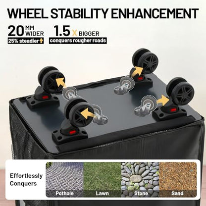 66L Rolling Grocery Bag on Wheels with Washable Leak-Resistant Liner - color: Black - a, size: Medium