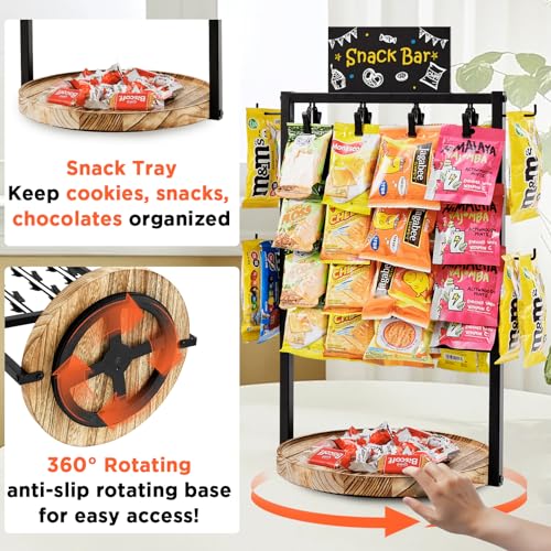 Poyilooo Chip Rack Display Stand, 4 Tier 32 Clips Snack Bar Organizer