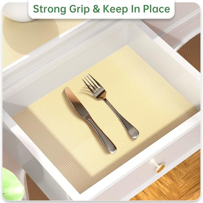 Shelf and Drawer Liner for Kitchen Cabinet Non-Adhesive 18IN x 30FT - color: Beige, size: 18"W x 360"L