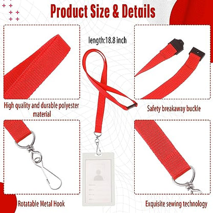 Patelai 120 Pcs Breakaway Lanyards with J Hook, Red - color: Red