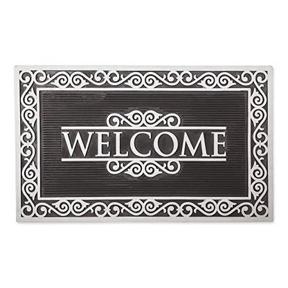 DII Rubber Doormats Collection All Weather, 18x30, Silver Welcome Scroll - color: Silver Welcome Scroll, size: 1'6" x 2'6" (Rectangular)