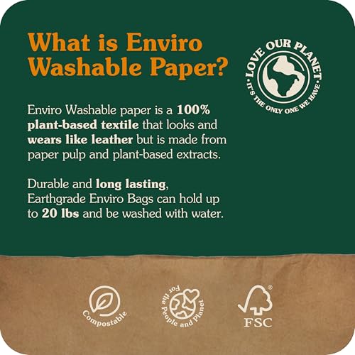 Reusable Grocery Bag – Large Sustainable Washable Paper Tote with Reinforced Seams. Foldable and Durable. - style: Large Tote - 11" X 24" X 17"
