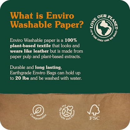 Reusable Grocery Bag – Large Sustainable Washable Paper Tote with Reinforced Seams. Foldable and Durable. - style: Large Tote - 11" X 24" X 17"