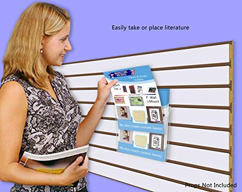 Marketing Holders 6 Pack Slatwall Brochure Holder for 8.5 Inch Wide Advertisement Materials Clear Acrylic Space Saving Catalog Display Rack in Retail Stores and Offices No Assembly Required