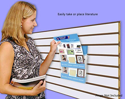 Marketing Holders 6 Pack Slatwall Brochure Holder for 8.5 Inch Wide Advertisement Materials Clear Acrylic Space Saving Catalog Display Rack in Retail Stores and Offices No Assembly Required