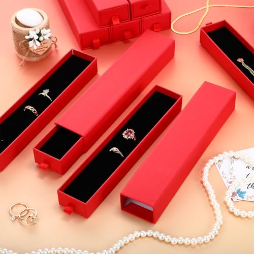 Kenning 36 Pcs Jewelry Gift Box for Necklace Bulk Sliding Drawer - color: Red