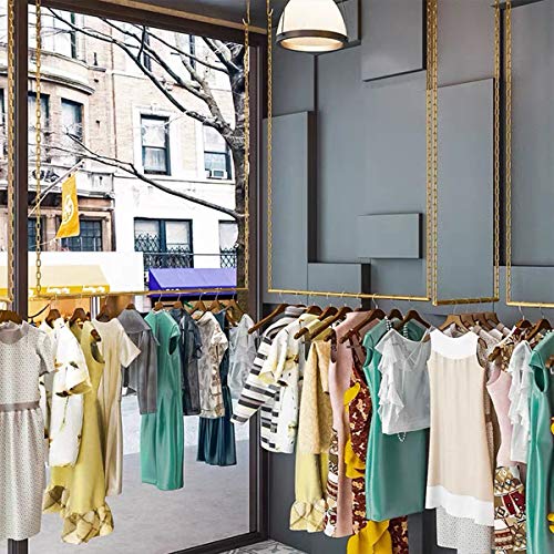 2 Pcs Adjustable Height Creative Chain Clothing Hanging Racks,Clothes Storage Shelves, Heavy Duty Metal Garment Rack,Retail Display Ceiling Hanger (Gold, 47.2 L) - color: Gold, size: 47.2 L
