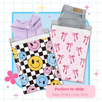 Fuxury Poly Mailers 14.5x19" 50pcs,Cute Shipping Bag for Clothes,Smiley - color: Smile Face, size: 14.5x19" 50pcs