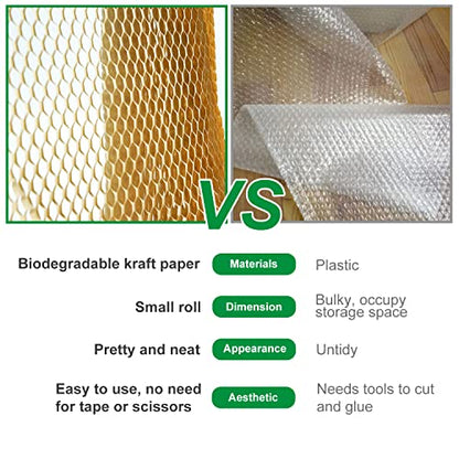 Honeycomb Packing Paper for Dishes Large Wide 20 Inches X164 Feet Gift Tissue Paper, Bubble Cushioning Wrap Roll Sustainable Packing Materials for Moving, Shipping Paper Wrap for Fragile Items - size: 20" x 164ft