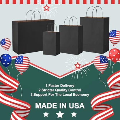 METRONIC Large Black Paper Bags With Handles 16x6x12 Inch 100 Pack, - color: Black, size: 1 Count (Pack of 100)