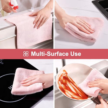 JOYMOOP Microfiber Cleaning Cloth, 18 Piece Set, Medium, Pink - color: J
