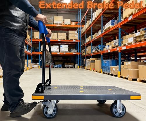 Heavy Duty Flatbed Cart with Swivel Wheels with Brakes,36" Lx24 W - color: Gray, size: Large