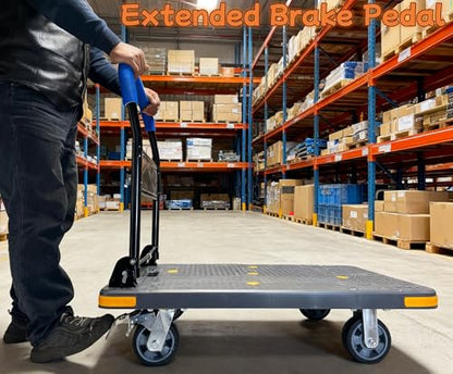 Heavy Duty Flatbed Cart with Swivel Wheels with Brakes,36" Lx24 W - color: Gray, size: Large