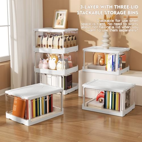 Kmiectse Clear Storage Bins with Lids 3 Pack 【Stackable & Sturdy】 - size: 3 Tier-3 Lids