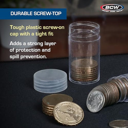 BCW Coin Tubes for US Pennies - 10ct | Holds "Lincoln" Penny | Durable Plastic Tube Coin Holders | Coin Collecting Supplies | Penny Coin Tubes