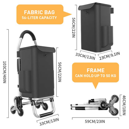 Heavy Duty 3 in 1 Shopping Cart, Foldable Hand Truck with 6 Wheels - color: Black