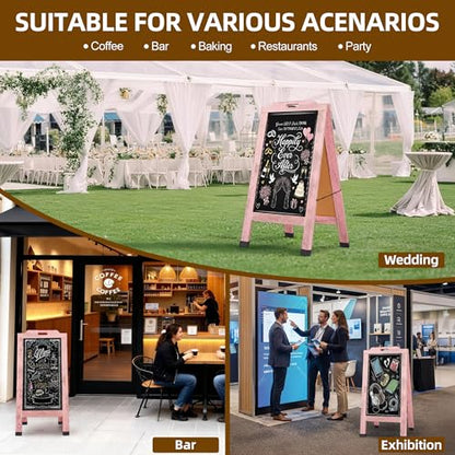 Magnetic Portable A-Frame Chalkboard Signs, 40" × 20", Pink - color: A-portable-pink