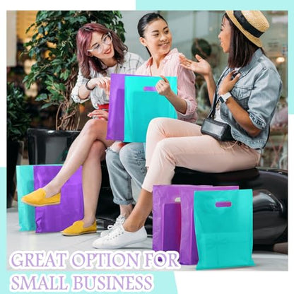 Kosiz 1000 Pcs Plastic Merchandise Shopping Bag Bulk 9 x 12'', Purple, Blue - color: Purple, Blue