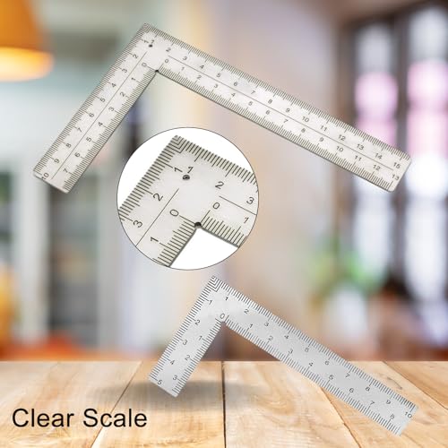 Stainless Steel L Shaped Ruler,2 inch by 4 inch(5 * 10cm),4 inch by 6 inch(10 * 15cm),Square Framing Measuring Tool for Engineer Carpenter,2 Pieces(Sliver)