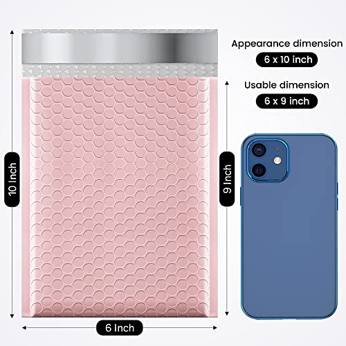 Fuxury 300 Pack Sakura Pink Bubble Mailers 6x10 Bubble Shipping Envelopes - color: Light Pink, size: 6x10" 300PC