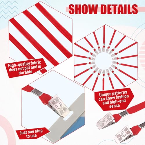 Patelai 400 Pack Double Clip Lanyards Bulk Face Mask Lanyards, Red - color: Red