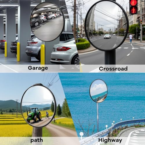 2 Pcs 30 Inch Convex Traffic Mirrors, Outdoor Driveway Safety Mirrors