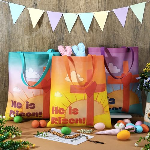 Hosuly 15 Pcs Fourth of July Tote Bags Patriotic 15x17 with Handle - style: Easter
