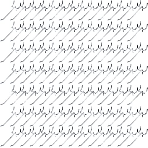 Funrous 100 Pack 4 Inch Stainless Steel Hooks for Pegboard, Silver - size: 4 Inch