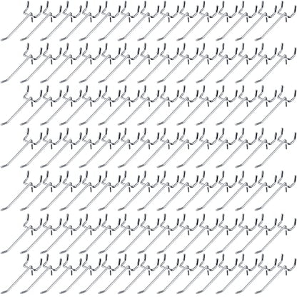 Funrous 100 Pack 4 Inch Stainless Steel Hooks for Pegboard, Silver - size: 4 Inch