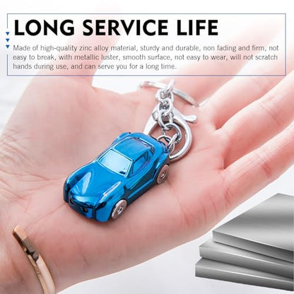 WZP 2PCS Car Keychain, Creative Car Key Holder with Metal Ring, Flashlight Keychain with 2 LED Lights, 2 in 1 Key Chains for Men Women Kids (Black & Blue)