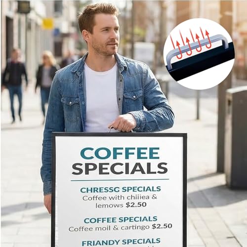 USCNC 2 Pack Heavy Duty A-Frame Sidewalk Sign 24 x 36 Inch, Portable Double-Sided Sandwich Board Slide-in Folding Metal Signboard (Frame only，No white board) - color: Black-2PACK Double-Sided