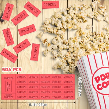 Kosiz 25 Bid 504 Raffle Ticket Sheets Chinese Auction Tickets, Red - color: Red, size: 25 Bid