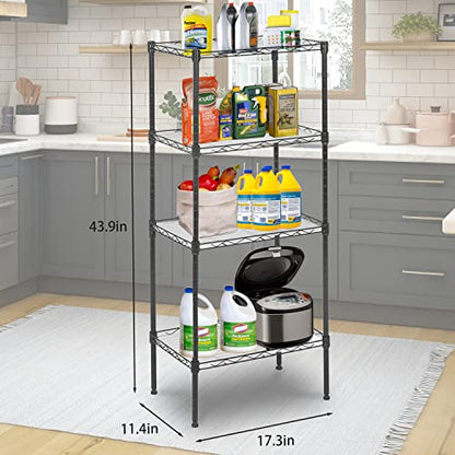 FDW | 4-Tier Wire Shelf | 18" x 12" x 44" | Black - color: Black, size: 18×12×44