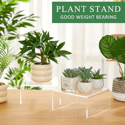 RattanView 2 Pcs 7 x 7 x 3.5'' Clear Square Acrylic Shelf Riser, 5mm Thick - color: Clear, size: 7 x 7 Inch, 5 mm
