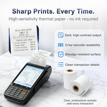 Thermal Receipt Paper Rolls for Dejavoo Z8 Z9 Z11 P1 P3 P8 QD1 QD2 QD4 QD5 – 2 1/4 x 55 BPA Free Credit Card Machine & POS Printer Paper with Red End Warning Stripe – 30 Pack - size: 30 rolls
