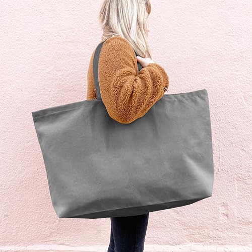 Large Canvas Tote Bag Reusable Extra Big Grocery Bags - color: Grey