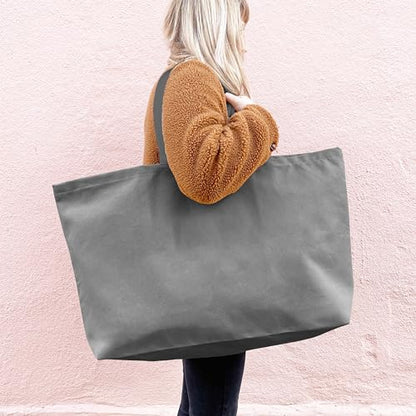 Large Canvas Tote Bag Reusable Extra Big Grocery Bags - color: Grey
