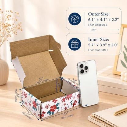Cedilis 40 Pack Colored Floral Small Shipping Boxes, 6x4x2 Inches